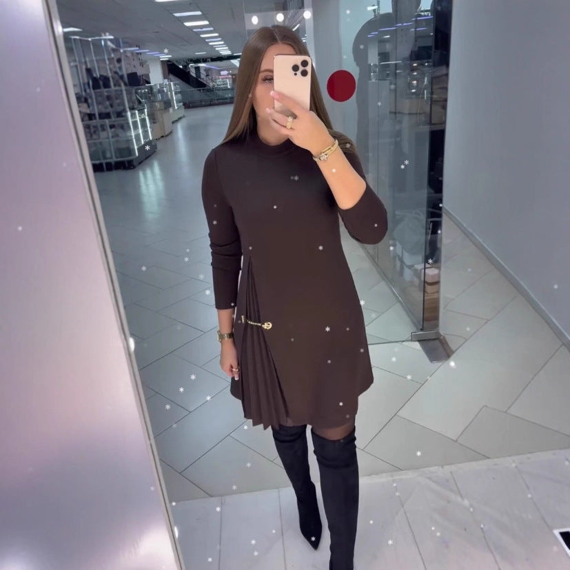 Women's elegant dress with draping and waist belt Chic & Stil
