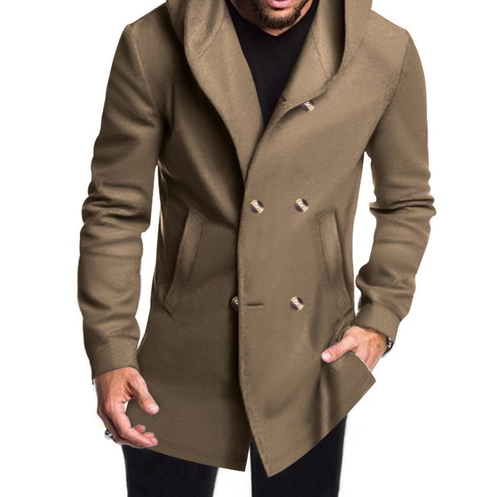 Elegant double-breasted coat for men with hood Lune London