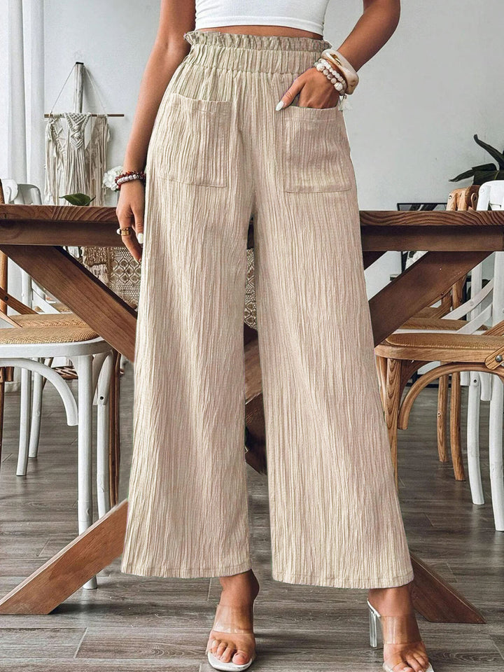 Casual and lightweight palazzo pants for women with elastic waistband and practical pockets Lune London