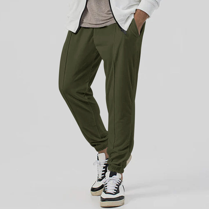 Sporty men's joggers with elastic waistband and zippers Lune London