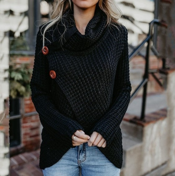 Women's knit jacket with asymmetrical closure and comfortable collar Lune London