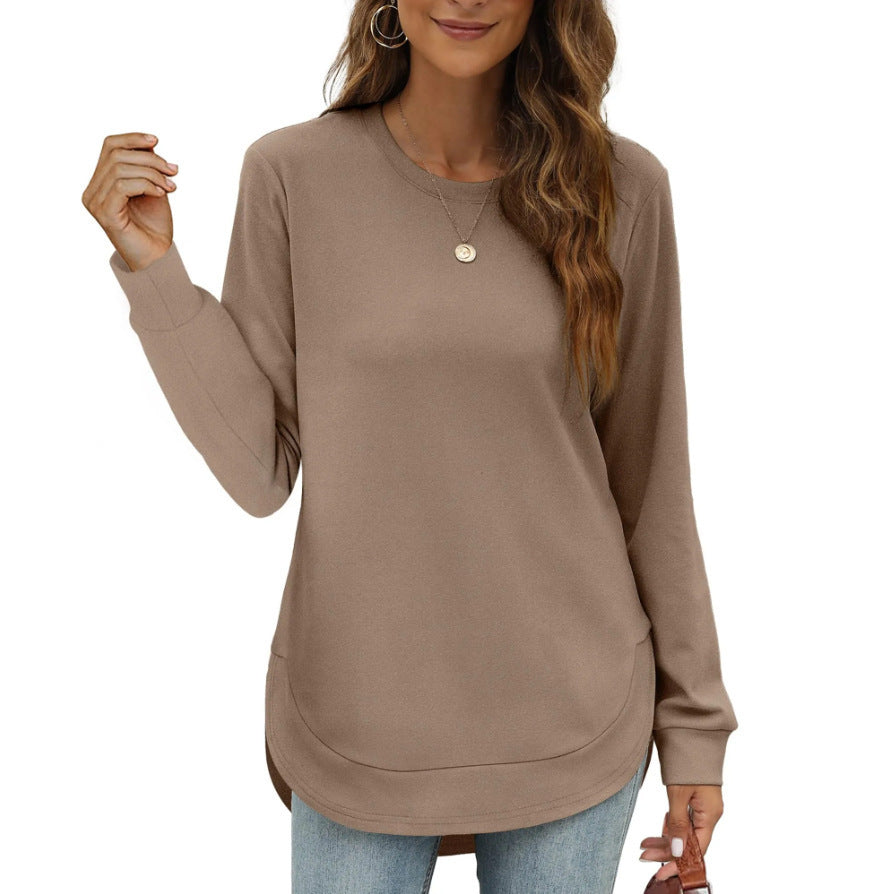 Casual women's long sleeve sweater with curved hem Lune London