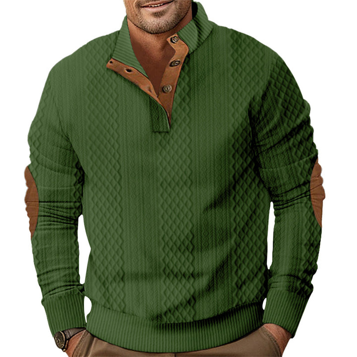 Trendy knitted sweater for men with a modern button design and a textured fabric Lune London