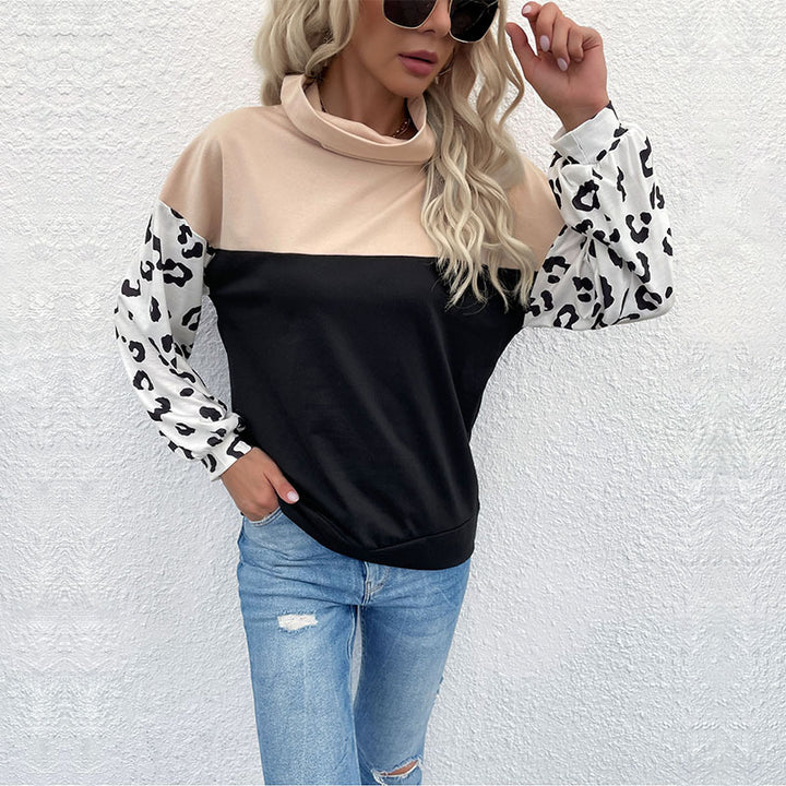 Sweat-shirt féminin à la mode avec imprimé animal et col montant Chic & Stil