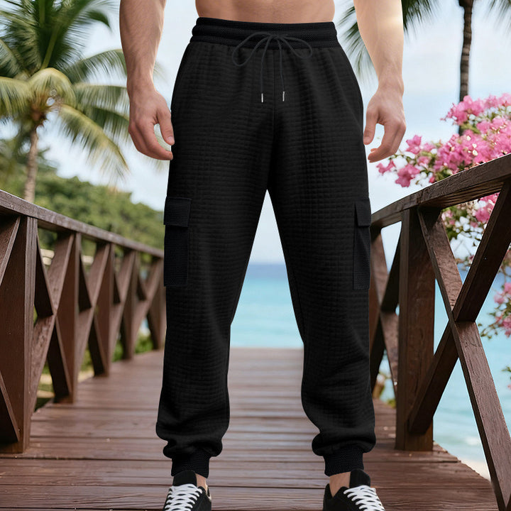 Men's cargo jogger pants with elastic waistband and practical side pockets Lune London