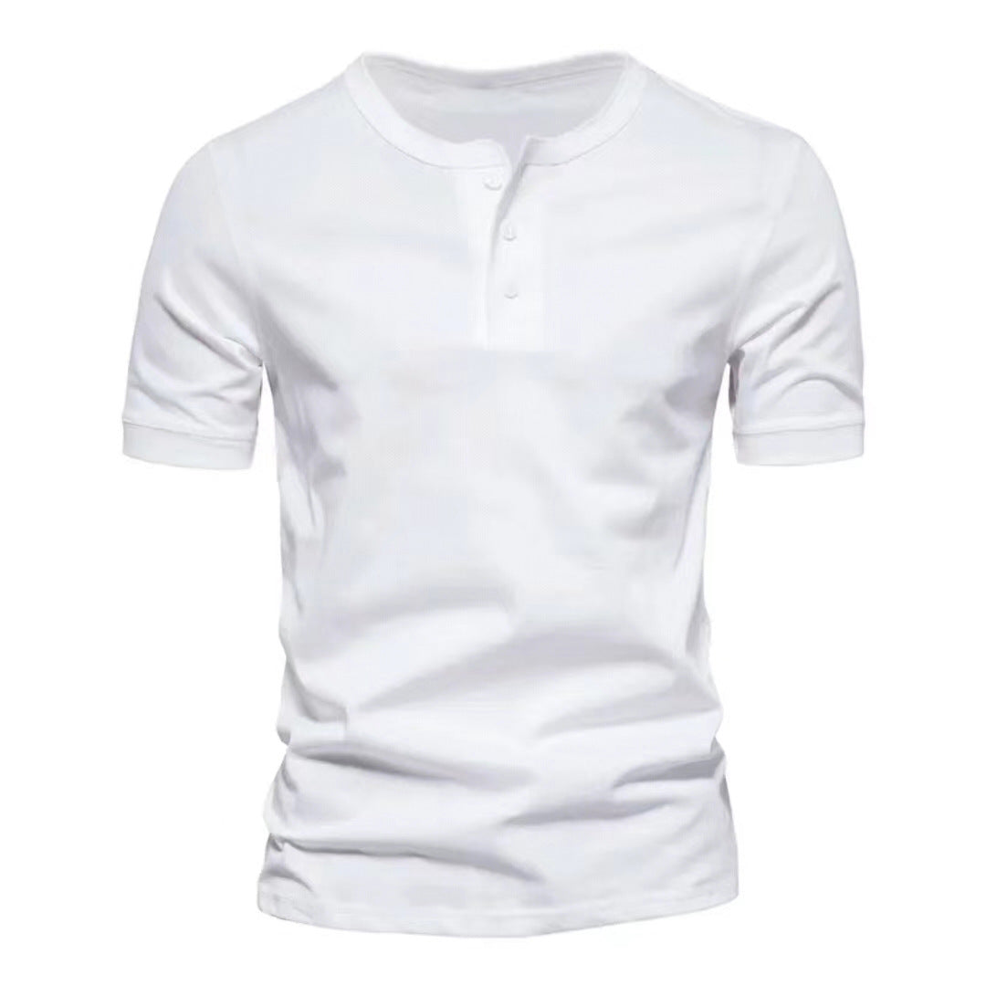 Men's short sleeve Henley shirt with button placket Lune London