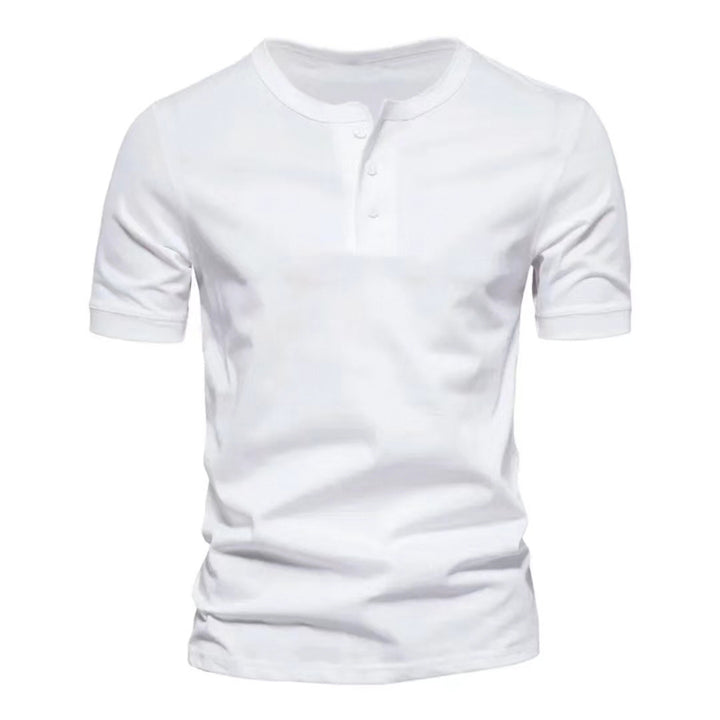 Men's short sleeve Henley shirt with button placket Lune London