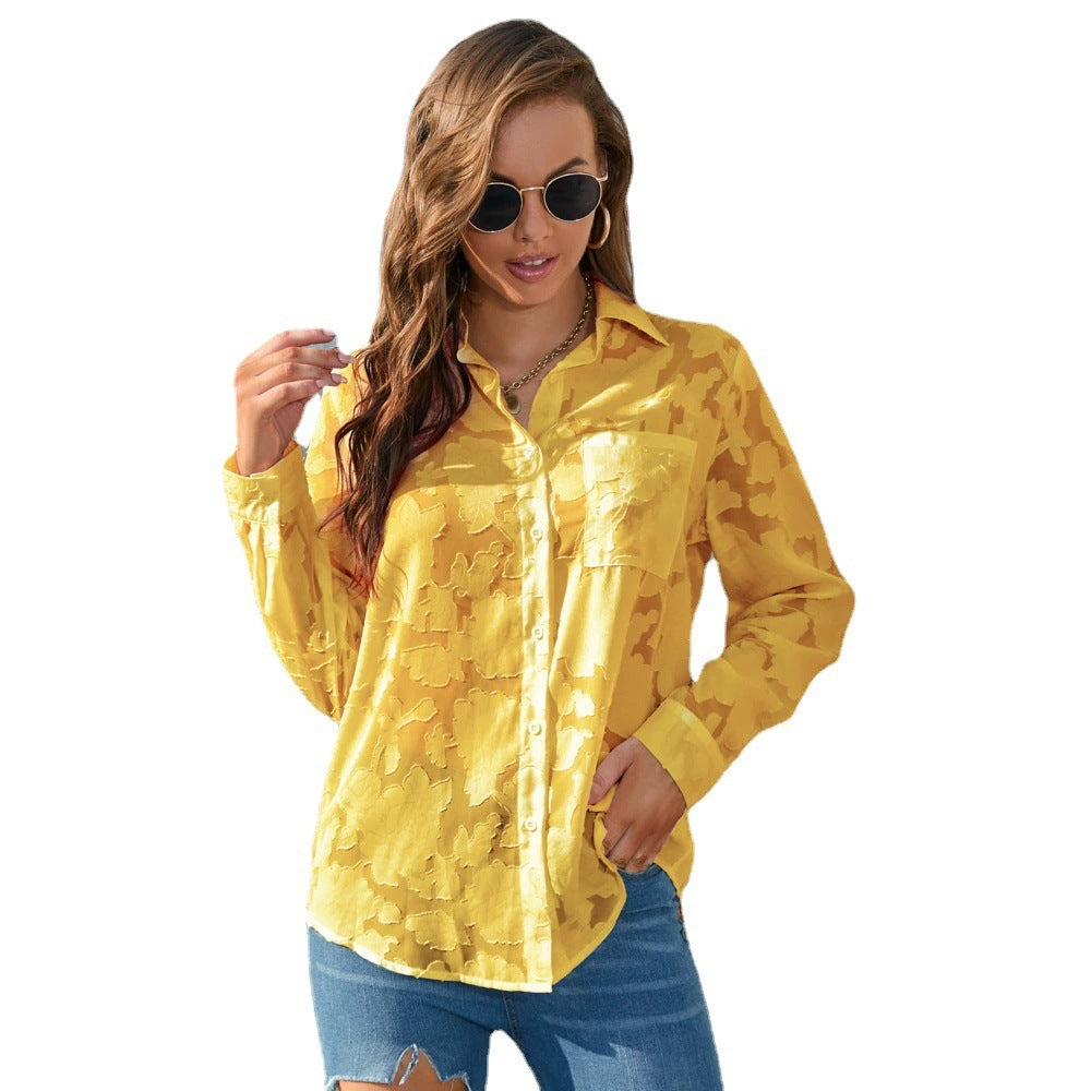 Elegant women's blouse with a unique camouflage design Lune London