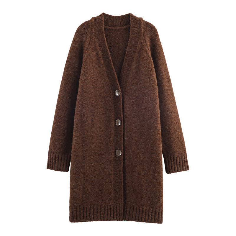 Chunky knit jacket for women with plus size and stylish button placket Lune London