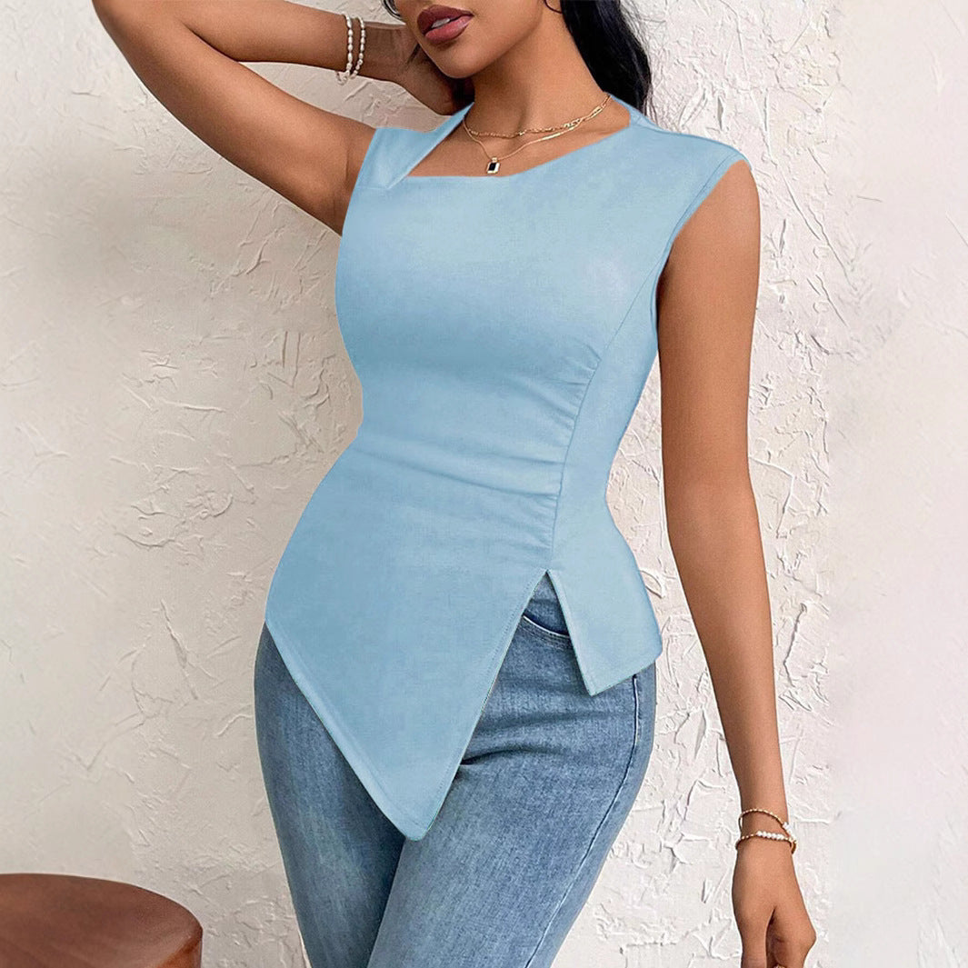 Asymmetrical top for women with elegant draping and trendy cut Chic & Stil