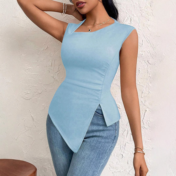 Asymmetrical top for women with elegant draping and trendy cut Chic & Stil