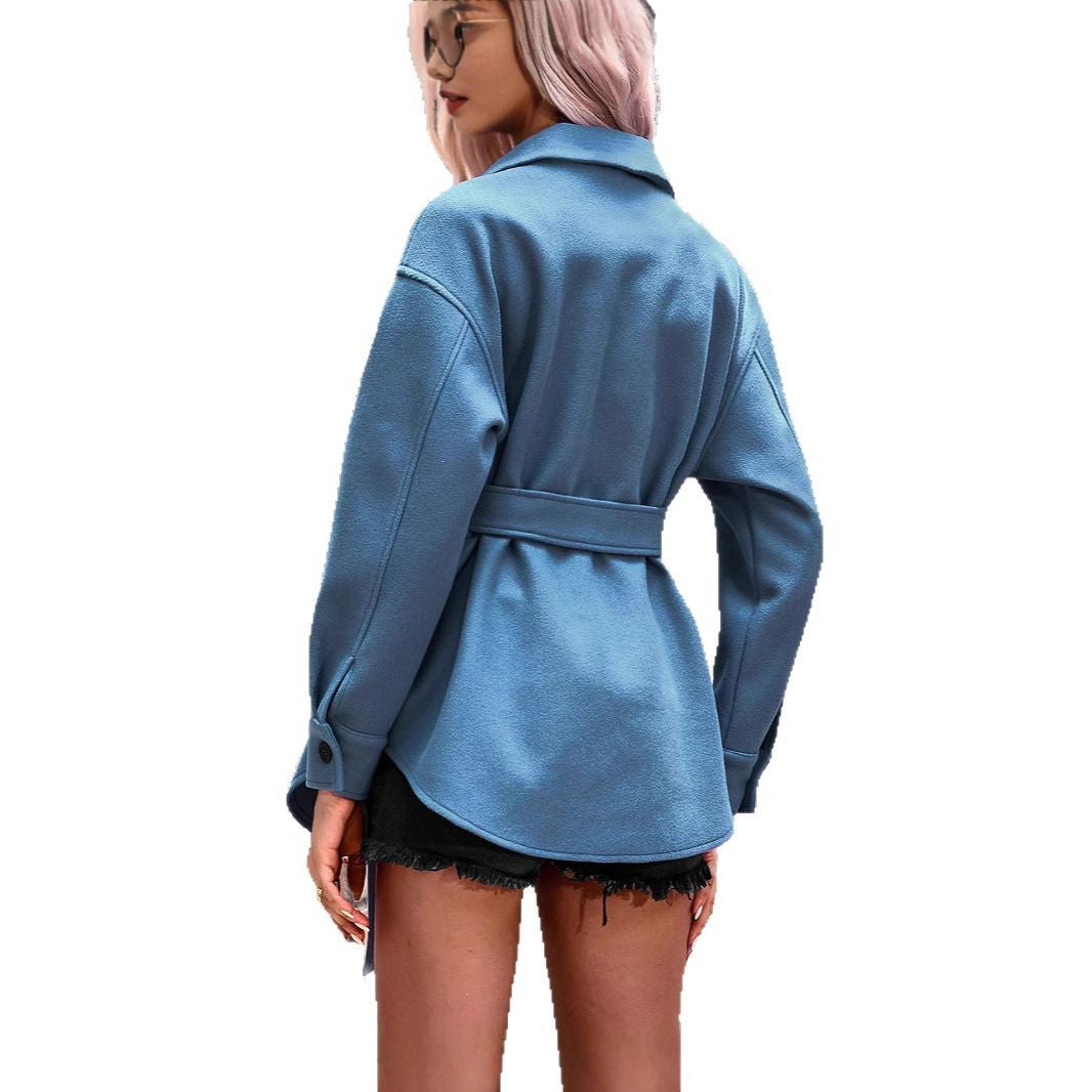 Designer shirt jacket for women in comfortable material with patch pockets Lune London