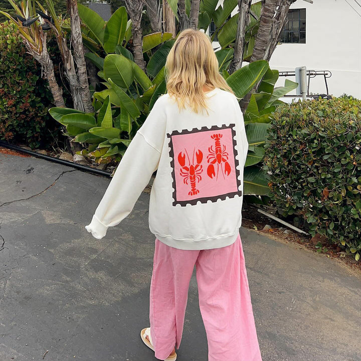 Casual sweater for women with creative crab print Lune London