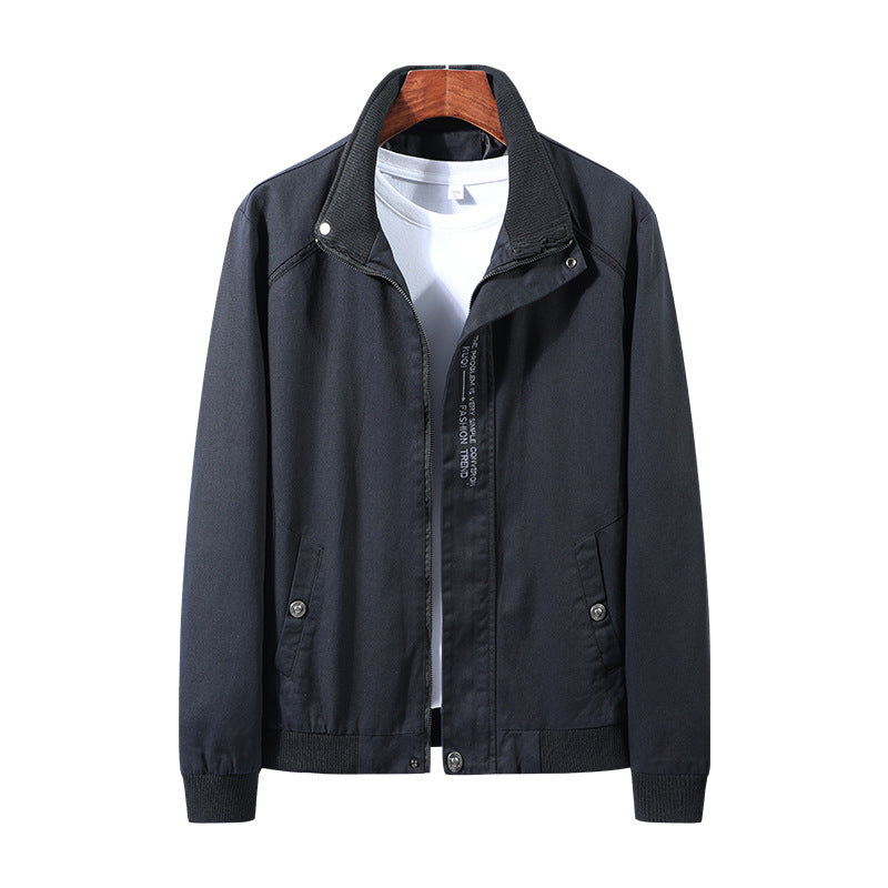 Modern transition jacket for men with high collar and practical pockets Lune London