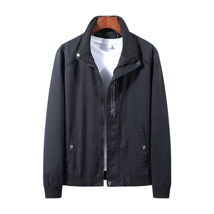 Modern transition jacket for men with high collar and practical pockets Lune London