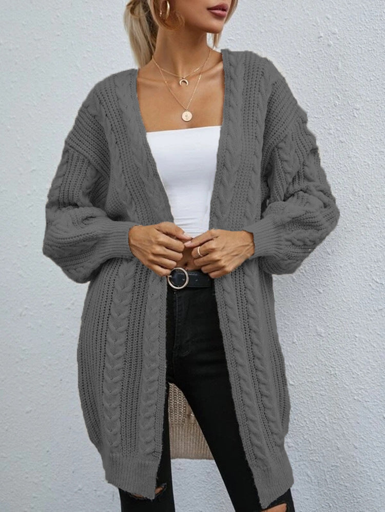 Cardigan en tricot épais pour femmes avec motif en cable décoratif et coupe décontractée Chic & Stil