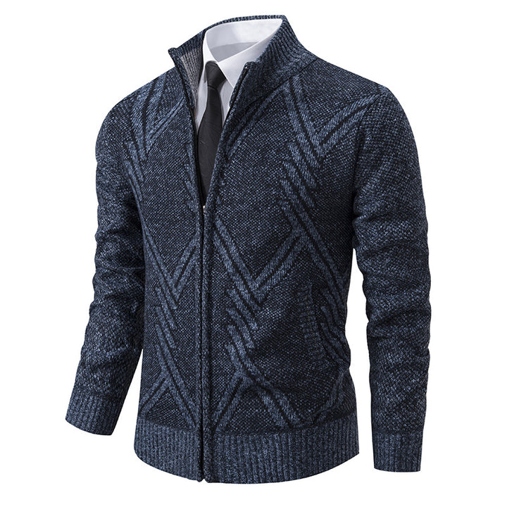 Men's knit jacket with modern geometric patterns Lune London
