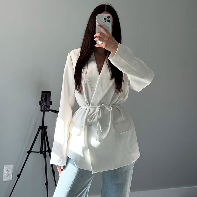 Women Oversized Blazer with Belt Lune London