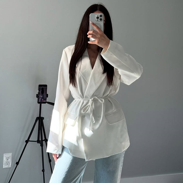 Women Oversized Blazer with Belt Lune London