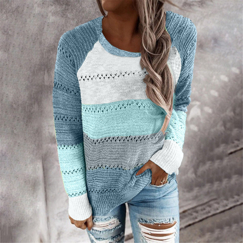 Lightweight striped knit pullover for women Lune London