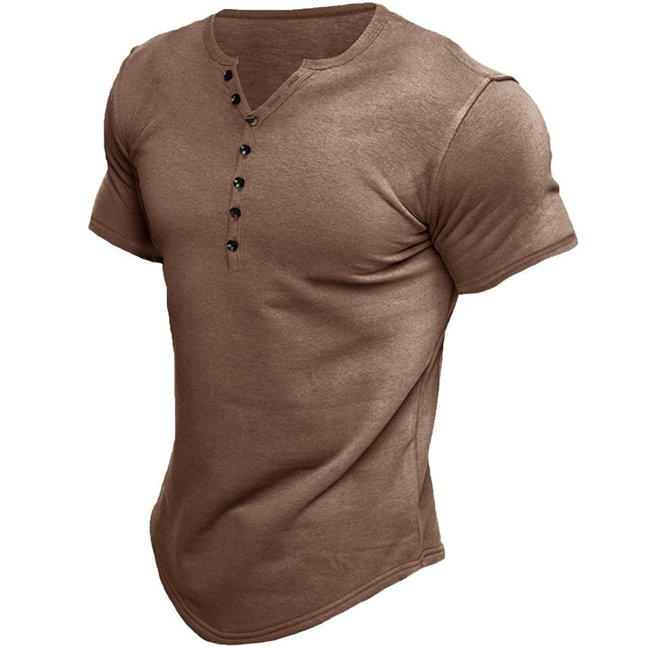 Men's Casual Short Sleeve Henley T-shirt Lune London