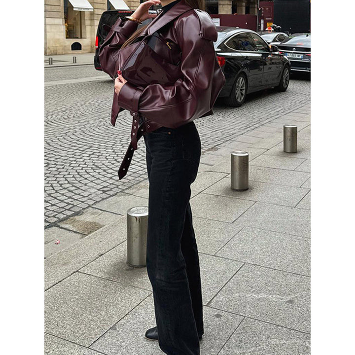 Faux leather jacket for women with voluminous sleeves Lune London