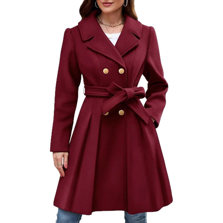 Wrap coat for women in classic style with double-breasted buttons and belt Lune London