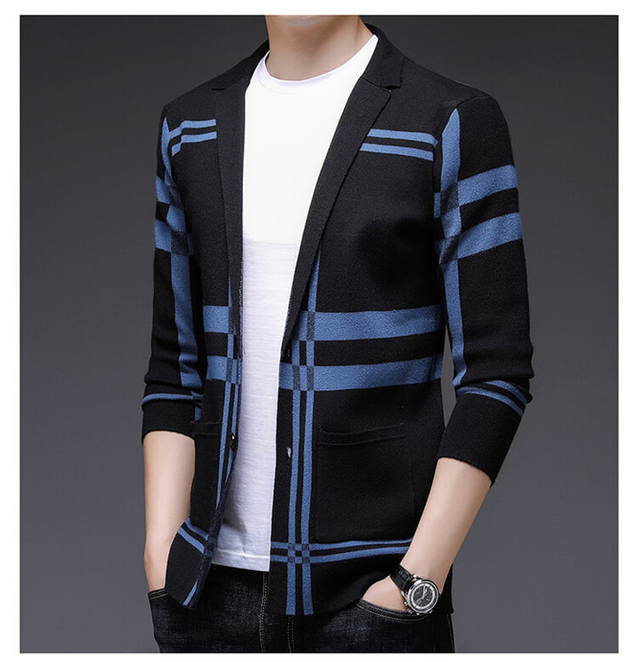 Fashion knit jacket for men with an elegant checkered pattern Lune London