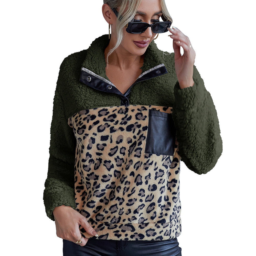 Women Cozy Fleece Sweater with Suede Details Lune London