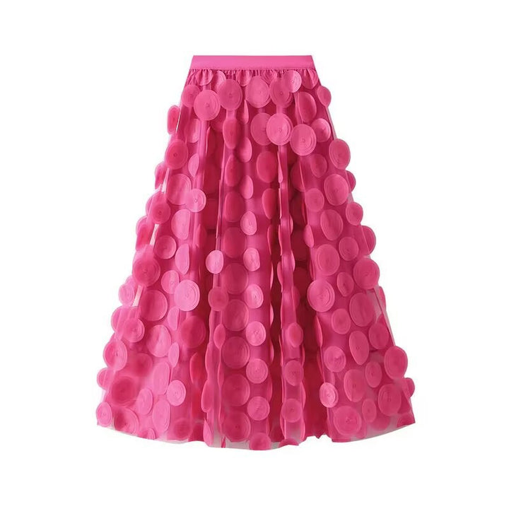 Elegant tulle skirt for women with 3D flower appliqués Lune London