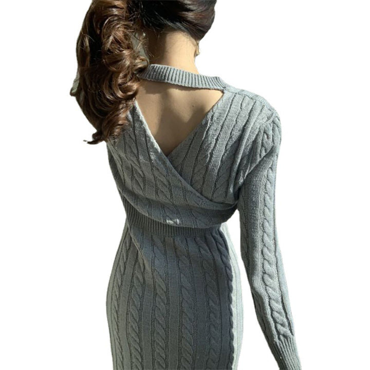 Robe tricotée pour femmes avec design en cable et fente élégante Chic & Stil