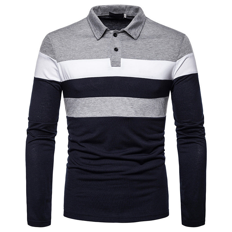 Men's long sleeve polo with a modern striped pattern and a comfortable fit Lune London