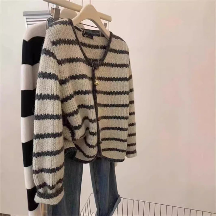 Boho style knit jacket for women with button placket and wide sleeves Lune London