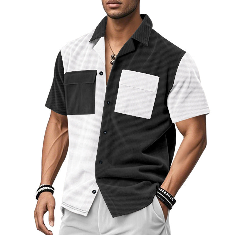 Short sleeve shirt for men with a creative color block design and practical pockets Lune London