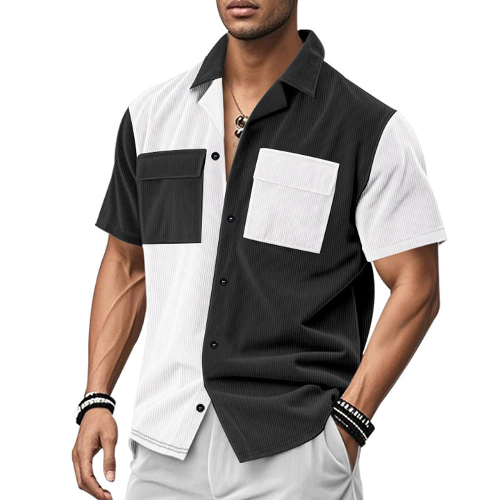 Short sleeve shirt for men with a creative color block design and practical pockets Lune London
