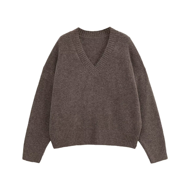 Ladies V-neck Chic Knit Sweater
