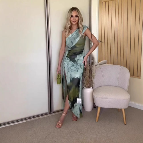 One-shoulder dress for women with refined ruffle details Lune London