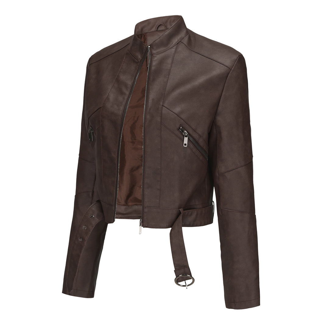 Modern cropped leather jacket for women with stylish detail Lune London