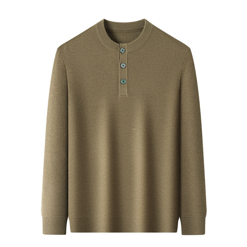 Warm knitted sweater for men with button placket Lune London