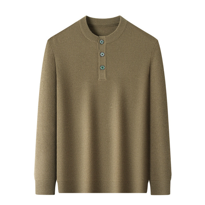 Warm knitted sweater for men with button placket Lune London