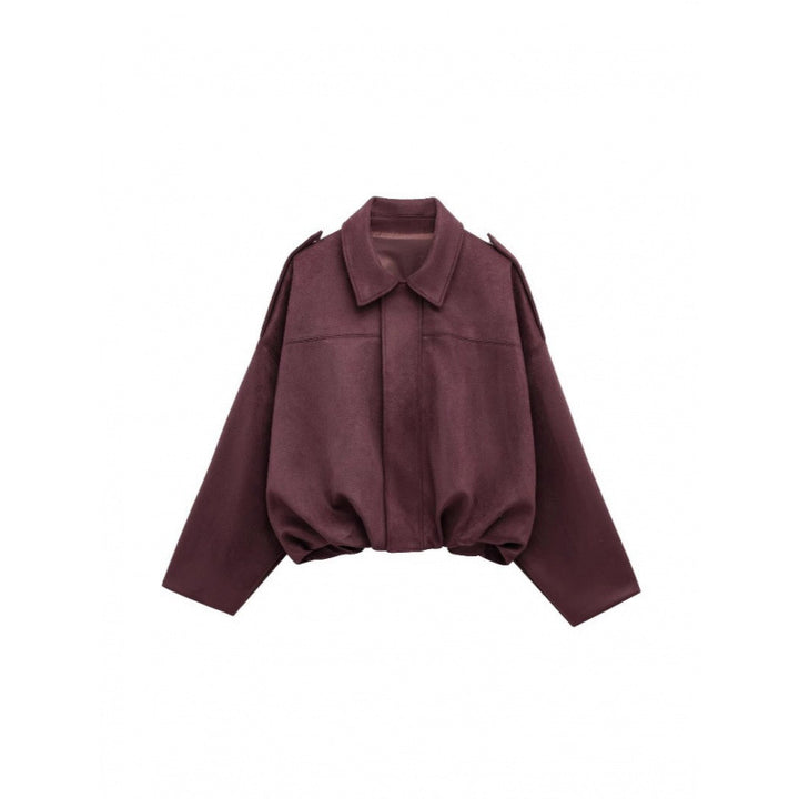 Trendy oversized jacket for women with hidden belt and chic shoulder details