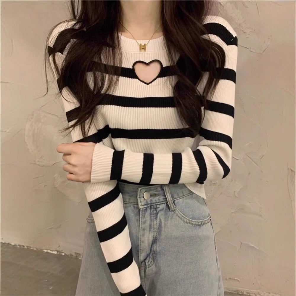 Pull femme facile d'entretien avec col en forme de cœur Chic & Stil