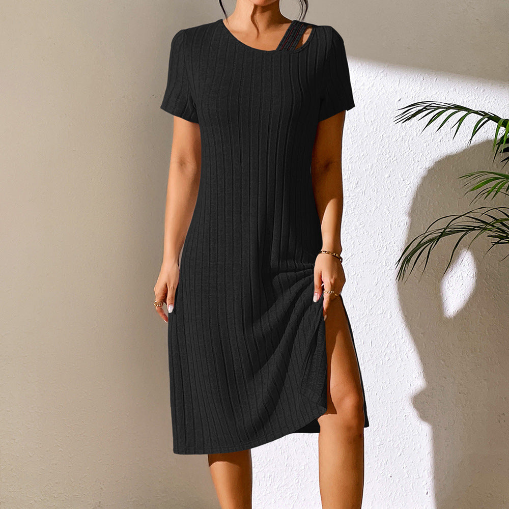 Knit dress for women with trendy neckline and elastic material Lune London