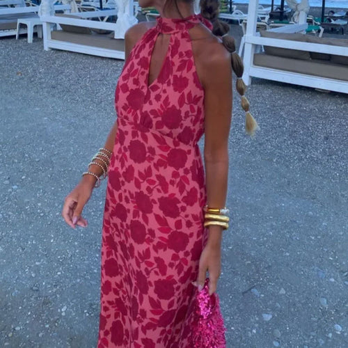 Robe maxi femme avec chiffon floral et col élégant Chic & Stil