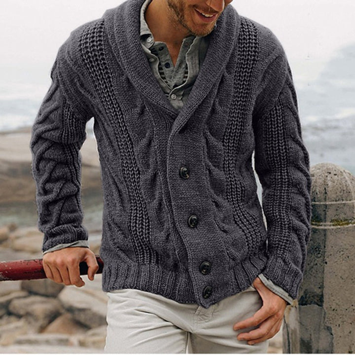 Men's knitted jacket with coarse pattern and elegant lapels Lune London