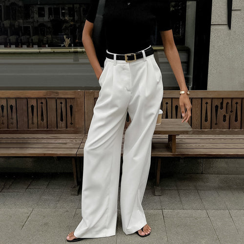 Lune London wide leg suit pants for women with pleats
