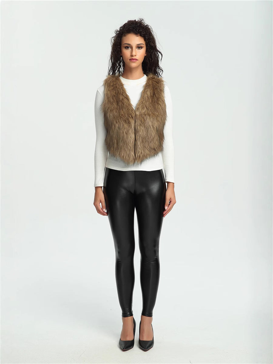 Ladies Soft Faux Fur Jacket with Asymmetric Cut Chic and Style