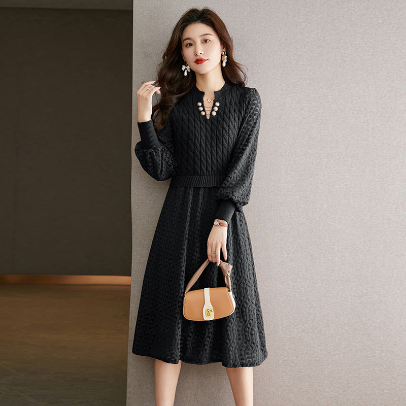 Robe en tricot pour femmes avec corsage structuré et partie jupe élégante Chic & Stil