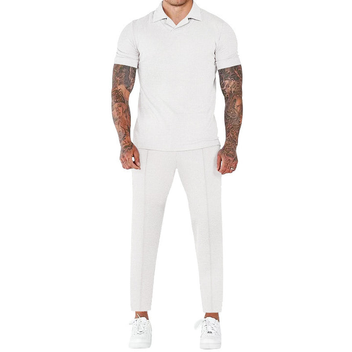 Modern men short sleeve structured fabric set Lune London