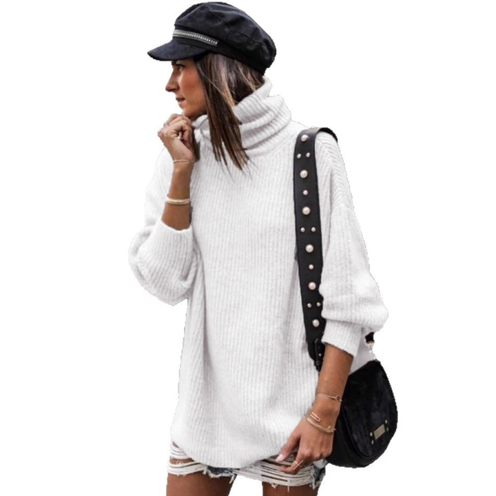 Pull en tricot épais pour femme avec col haut et détails élégants de boutons Chic & Stil